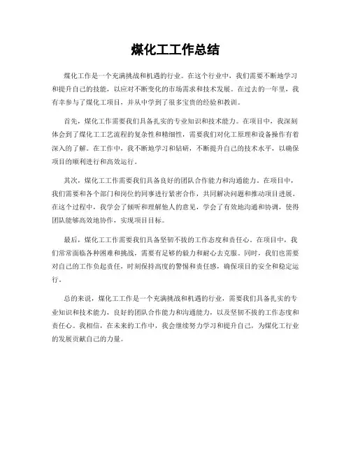 煤化工工作总结