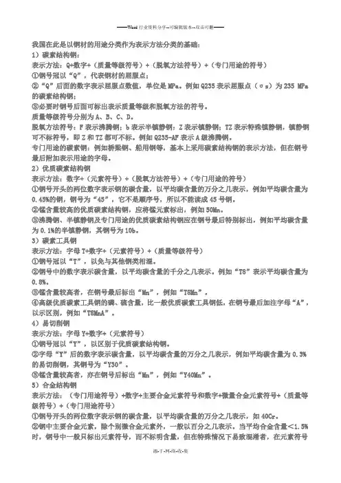 我国钢材牌号的分类及其含义