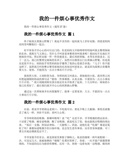 我的一件烦心事优秀作文