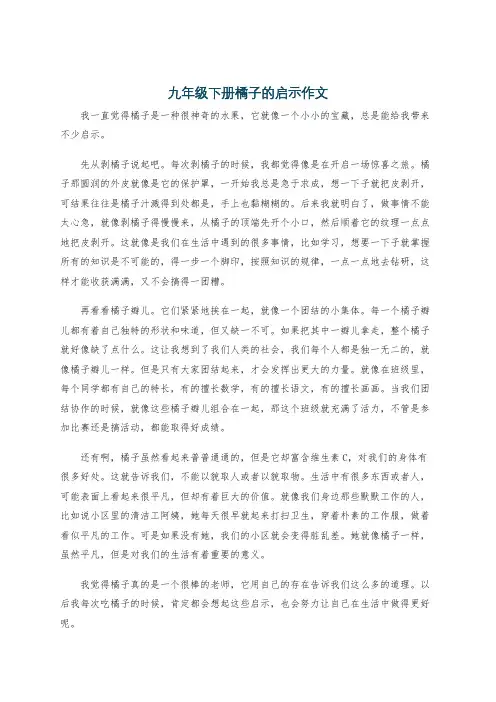 九年级下册橘子的启示作文