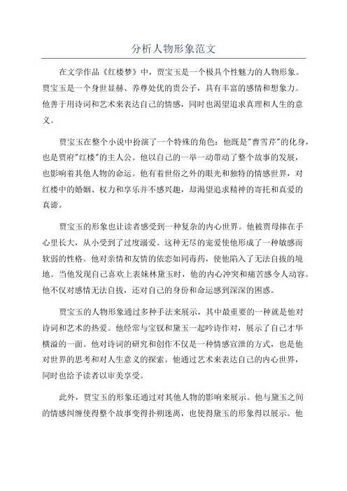 分析人物形象范文