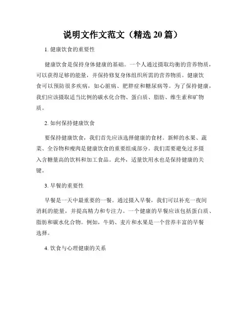 说明文作文范文(精选20篇)
