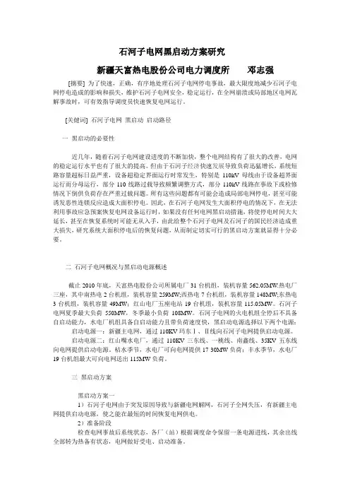 电网黑启动方案研究