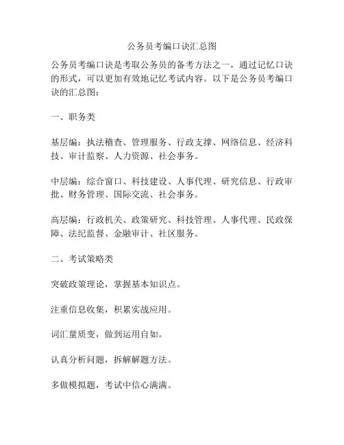 公务员考编口诀汇总图