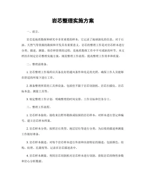 岩芯整理实施方案