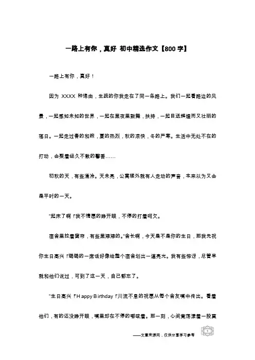一路上有你,真好 初中精选作文【800字】