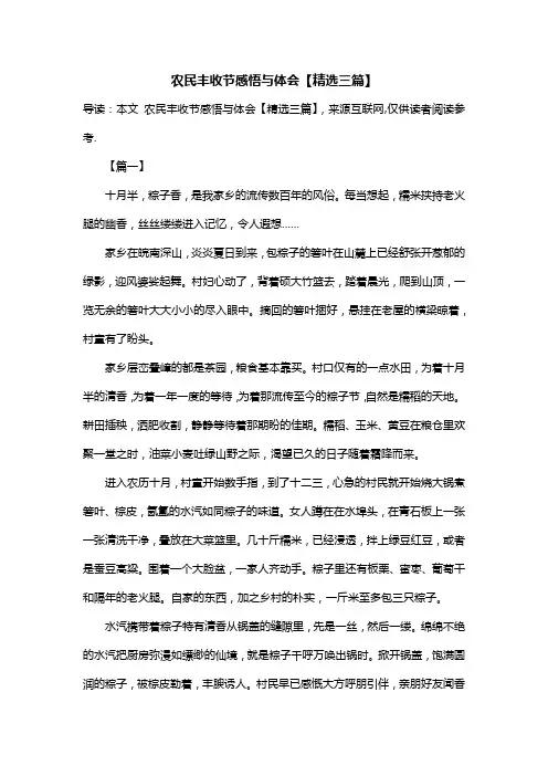 农民丰收节感悟与体会【精选三篇】
