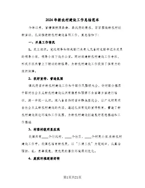 2024年新农村建设工作总结范本(6篇)