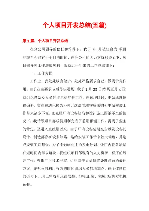 个人项目开发总结(五篇)