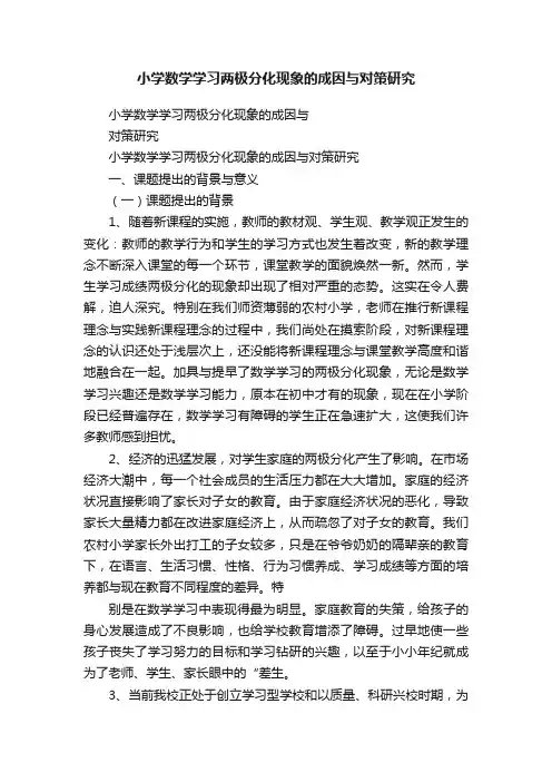 小学数学学习两极分化现象的成因与对策研究