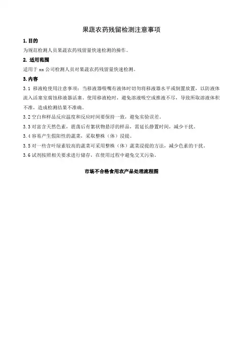 果蔬农药残留检测注意事项(经典完整版)