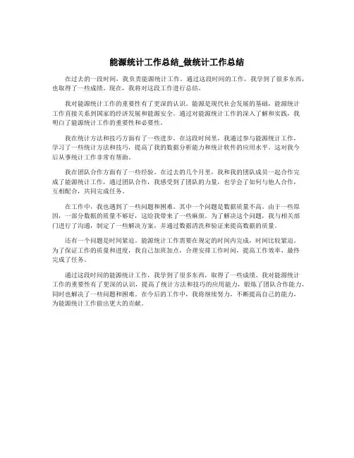 能源统计工作总结_做统计工作总结