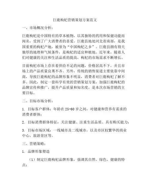 巨鹿枸杞营销策划方案范文