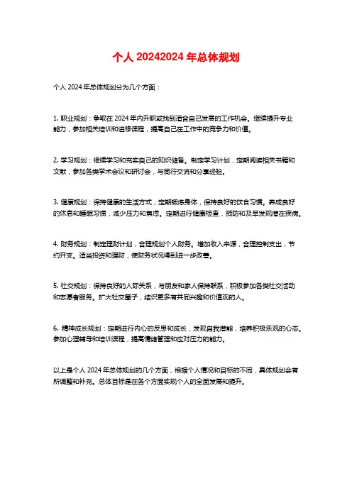 个人年总体规划