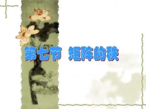 第七节 矩阵的秩