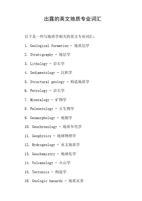 出露的英文地质专业词汇