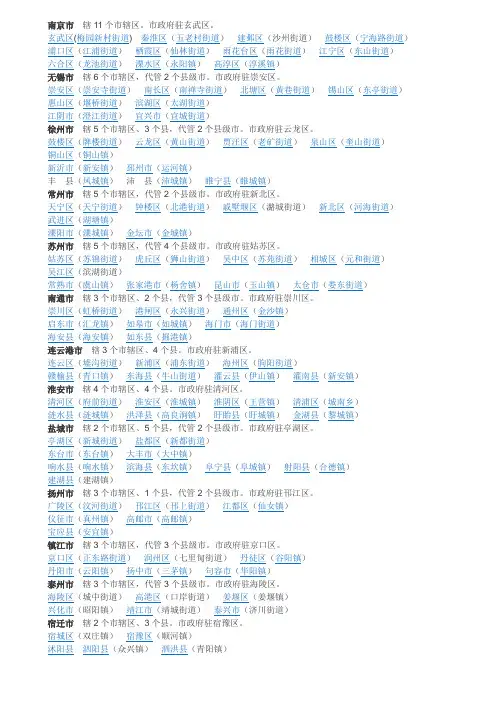 江苏省行政区域划分