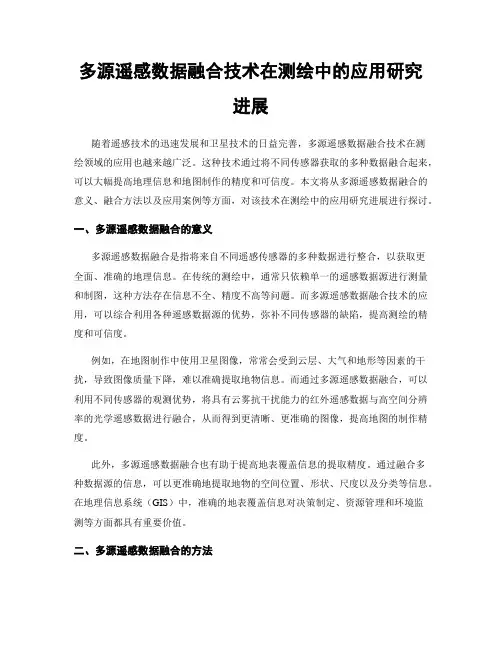 多源遥感数据融合技术在测绘中的应用研究进展