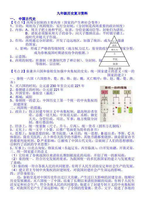 2019年中考历史总复习必考重点知识复习梳理(精品)