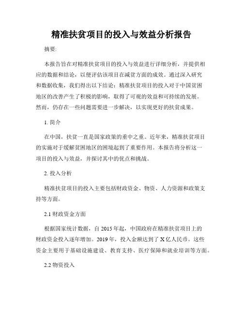 精准扶贫项目的投入与效益分析报告