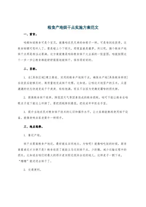 粮食产地烘干点实施方案范文