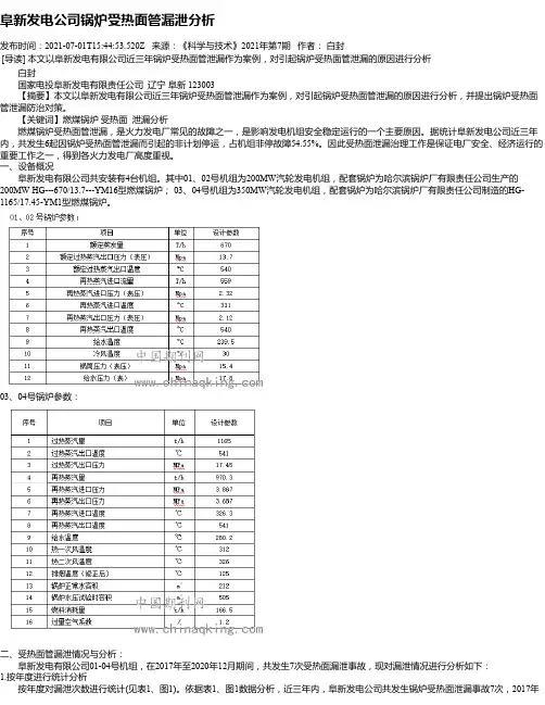 阜新发电公司锅炉受热面管漏泄分析