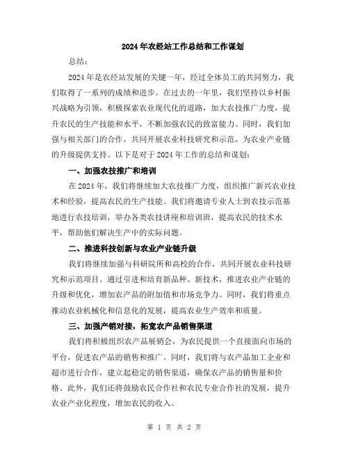 2024年农经站工作总结和工作谋划