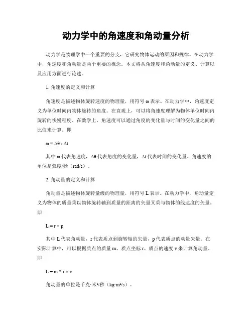 动力学中的角速度和角动量分析
