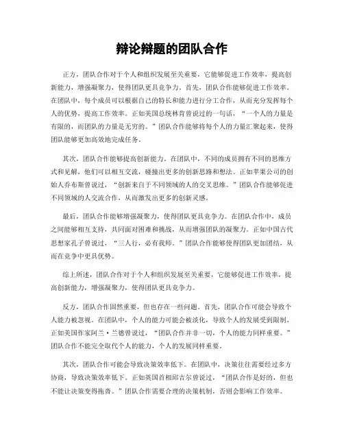 辩论辩题的团队合作