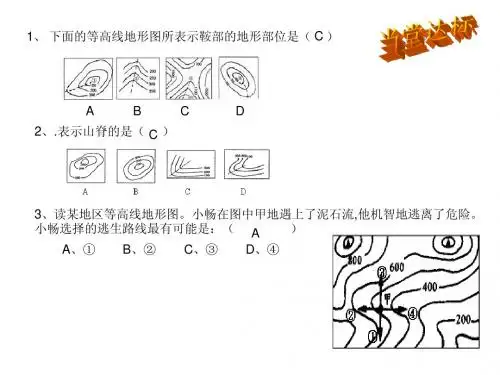 七年级上册第二课等高线地形图练习题