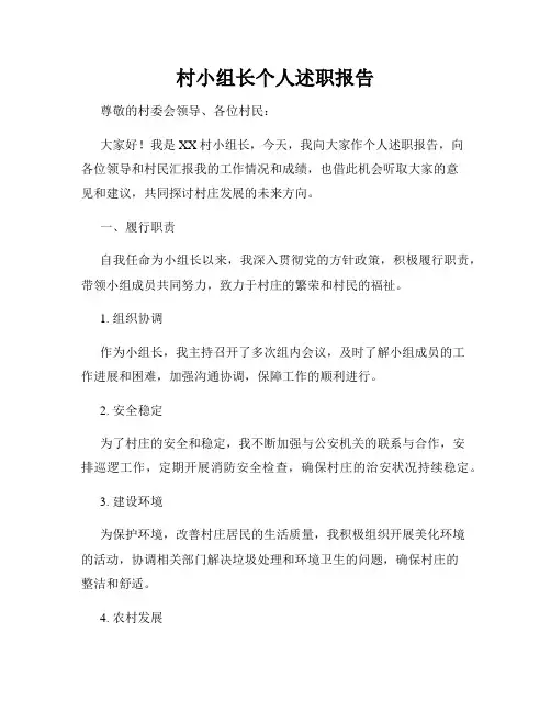 村小组长个人述职报告