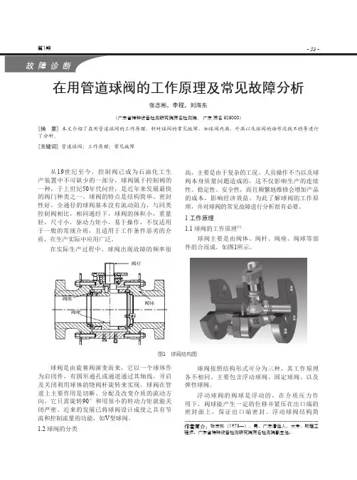 在用管道球阀的工作原理及常见故障分析