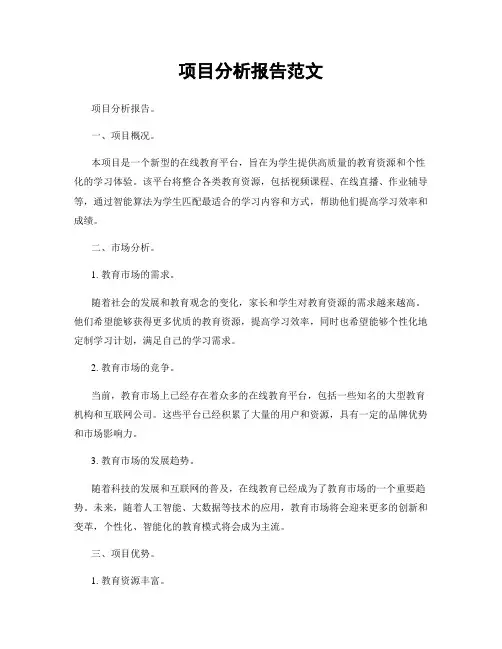 项目分析报告范文