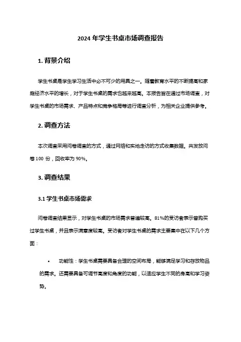 2024年学生书桌市场调查报告