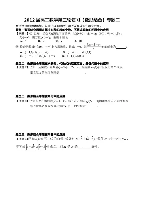 2012届高三数学第二轮复习《数形结合思想》专题三