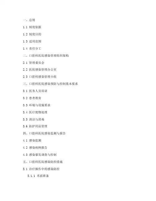 口腔医院感染管理制度目录