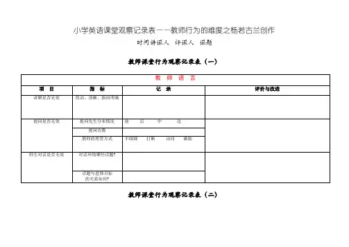 课堂观察量表(教师行为)