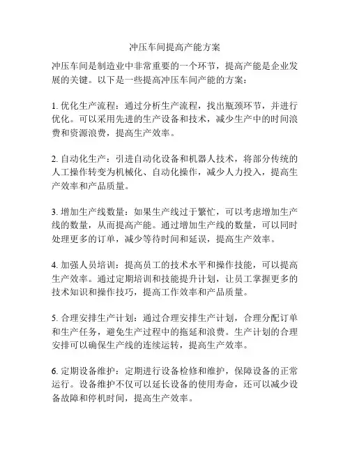 冲压车间提高产能方案