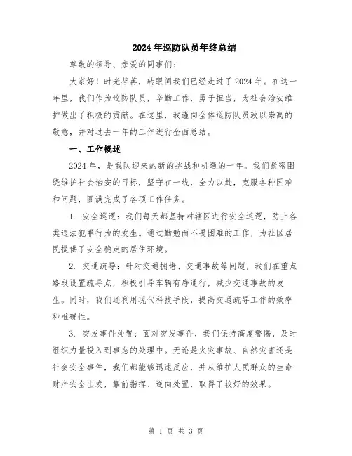 2024年巡防队员年终总结