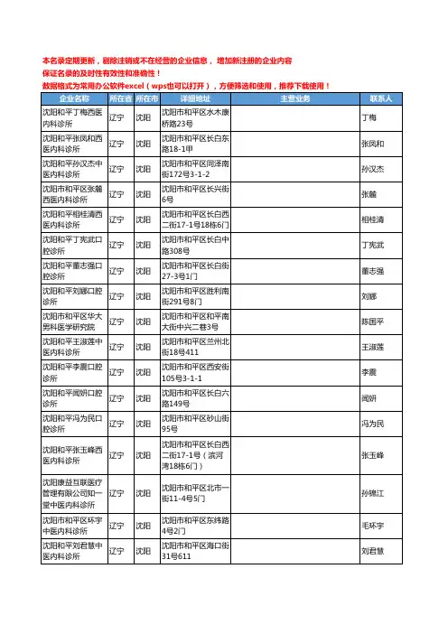 2020新版辽宁省医疗服务工商企业公司名录名单黄页联系方式大全2895家
