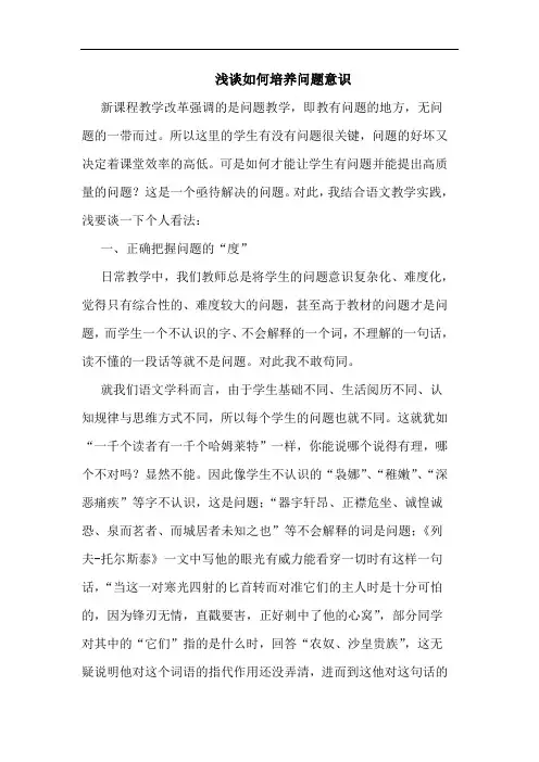 怎样培养问题意识论文