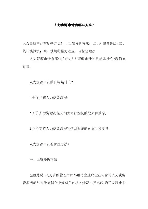 人力资源审计有哪些方法,如何开展人力资源审计