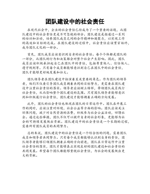 团队建设中的社会责任