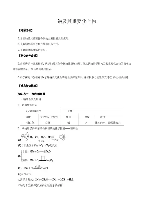 高考化学钠及其重要化合物(解析版)