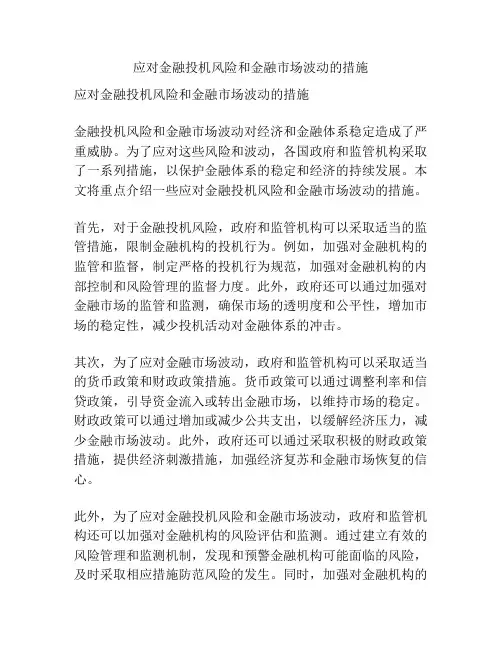 应对金融投机风险和金融市场波动的措施