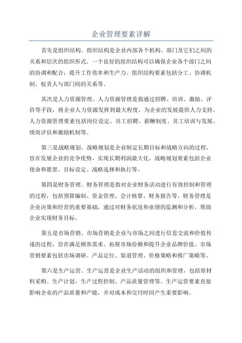 企业管理要素详解