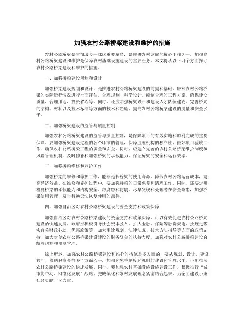 加强农村公路桥梁建设和维护的措施
