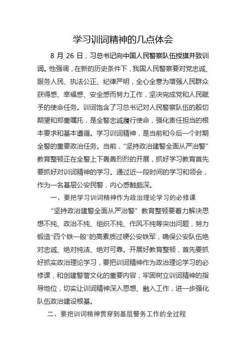 学习训词精神心得体会
