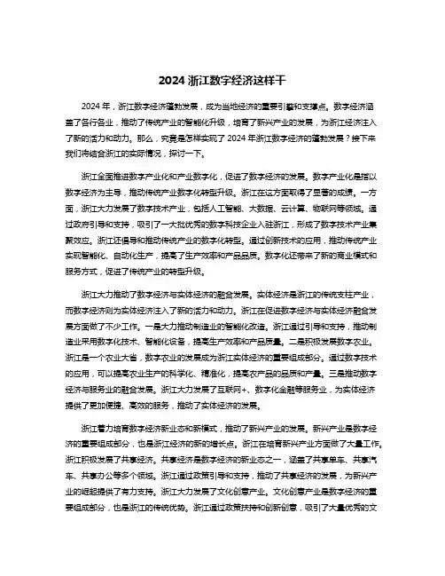 2024浙江数字经济这样干