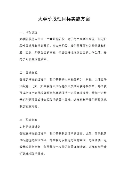 大学阶段性目标实施方案